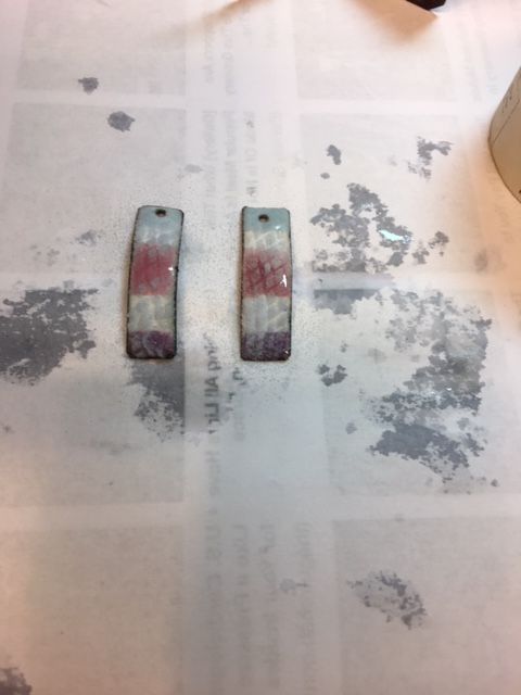 Karen Meador, Ph.D.'s Layered Torch Enameled Earrinngs - , Enameling, Enamel Jewelry Supplies, Enamel, Enameling, Enameled Jewelry, You can add a coat of clear transparent enamel 